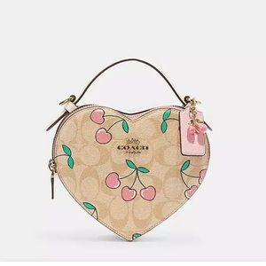 Heart Crossbody In Signature Canvas With Heart Cherry Print